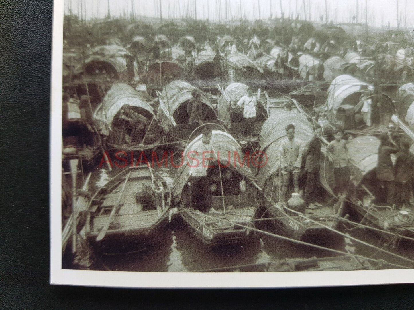 Aberdeen Sampan Boat Boy Chinese Vintage B&W Hong Kong Photo Postcard RPPC 1706