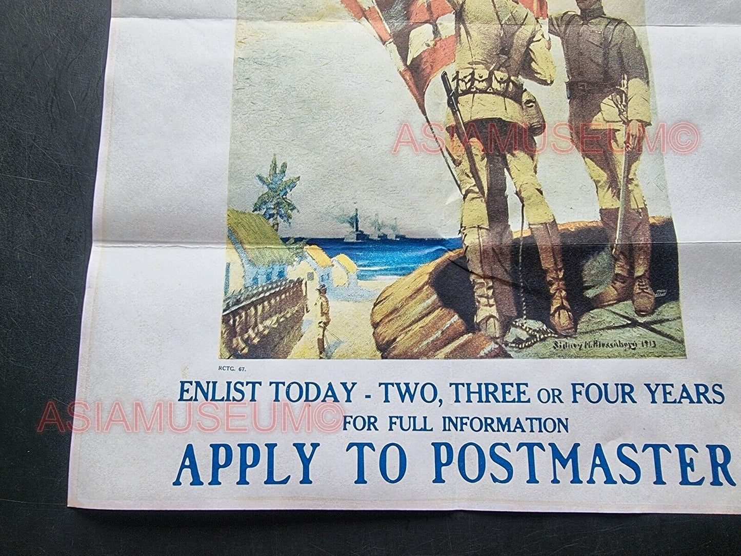 1944 WW2 USA AMERICA ALLIES FORCES MARINES NAVY FLAG SHIP ARMY PROPAGANDA POSTER