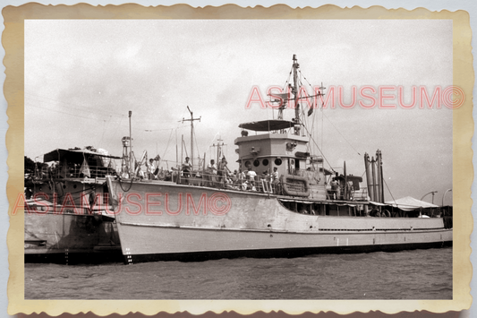 50s THAILAND BANGKOK SHIP BOAT FERRY Chao Phraya River Pier  Vintage Photo 28237