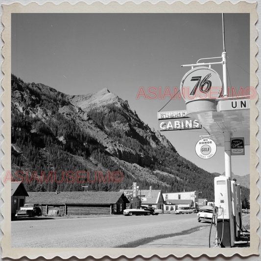 50s COOKE CITY PARK COUNTY MONTANA GAS STATION MOUNTAIN VINTAGE USA Photo 11209