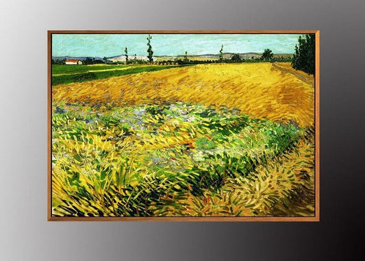 VAN GOGH Wheatfield Rising Sun Canvas Oil Painting Print vintage Gold FRAME