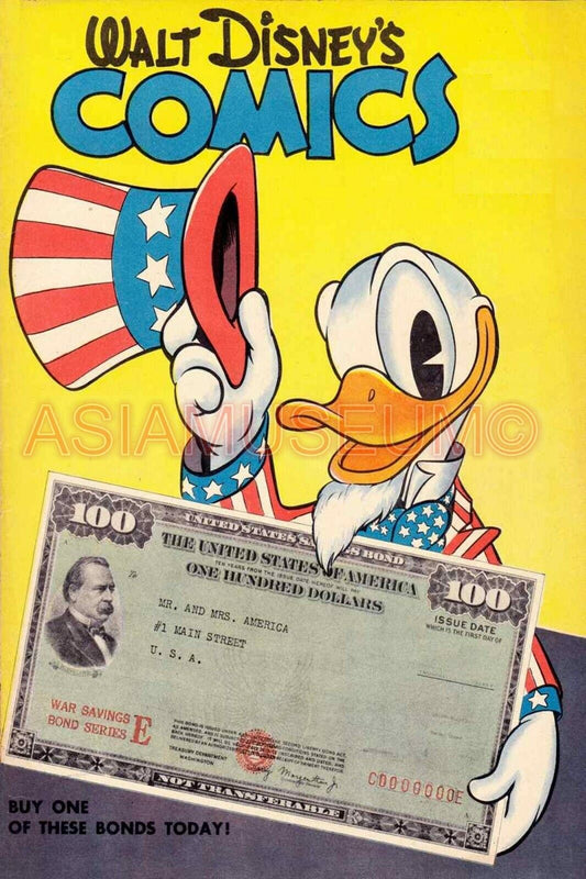 1944 WW2 USA DISNEY COMIC DONALD DUCK BUY WAR BONDS LOAN ADS PROPAGANDA Postcard