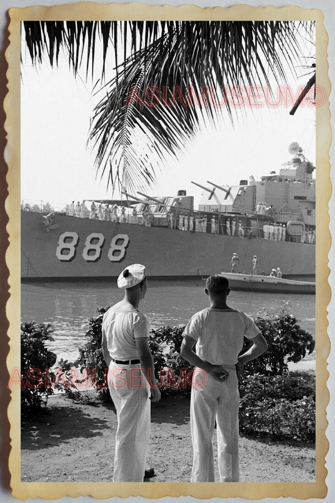 60s Vietnam War HANOI FRANCE FRENCH SAILOR NAVY MARINE SHIP Vintage Photo 1130