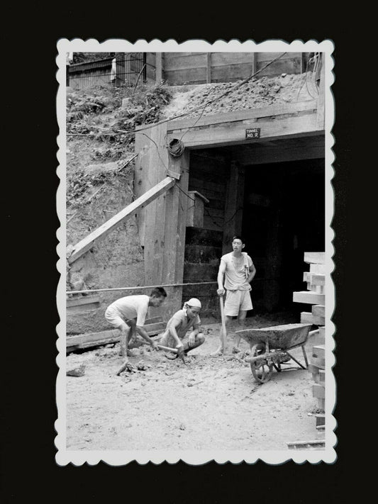 40s Vintage Hong Kong Photo Labor Tunnel War Bomb Bunker British Anti Japan #578