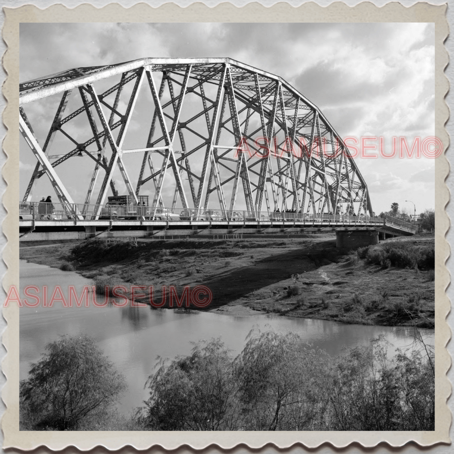 50s Brownsville Matamoros Gateway Bridge Rio Grande TEXAS OLD USA Photo 11962