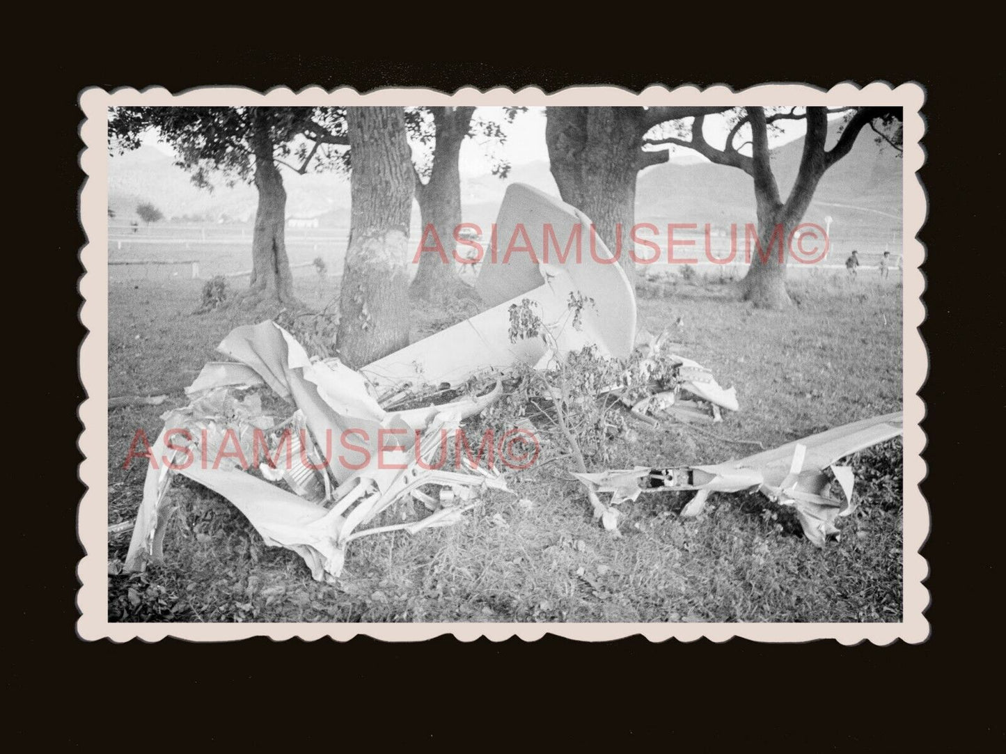 1940's WW2 British Downed Japanese Aircraft  B&W old Hong Kong Photo 香港旧照片 #3004