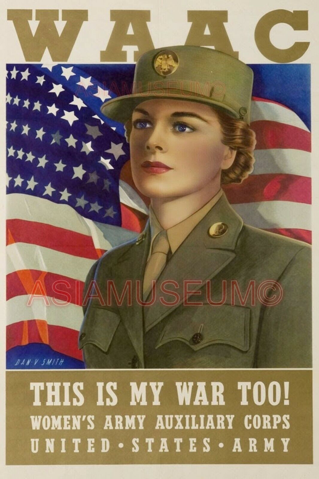 1942 WW2 US AMERICA WOMEN AUXILIARY CORPS RECRUIT WAR FLAG PROPAGANDA Postcard