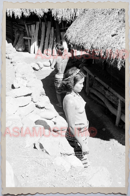 50s PHILIPPINES TRIBE WOMEN YOUNG LADY GIRL TATTOO TOPLESS Vintage Photo 24300