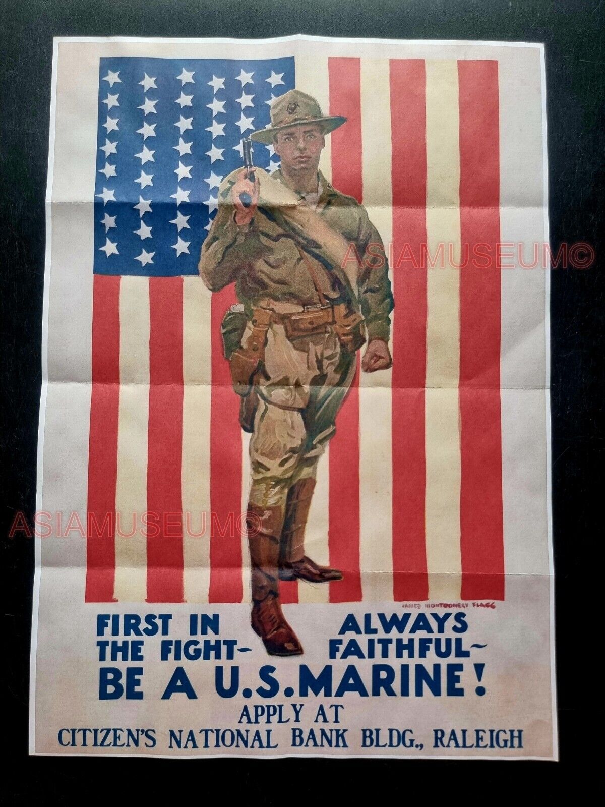 1943 WW2 USA AMERICA NAVY RECRUIT ENLIST MARINE RALEIGH  PROPAGANDA POSTER 506