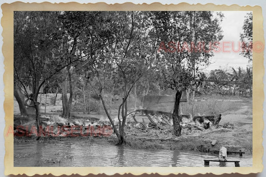 50s Vietnam SAIGON HO CHI MINH VILLAGE RIVER BOMBING PATROL Vintage Photo 1590