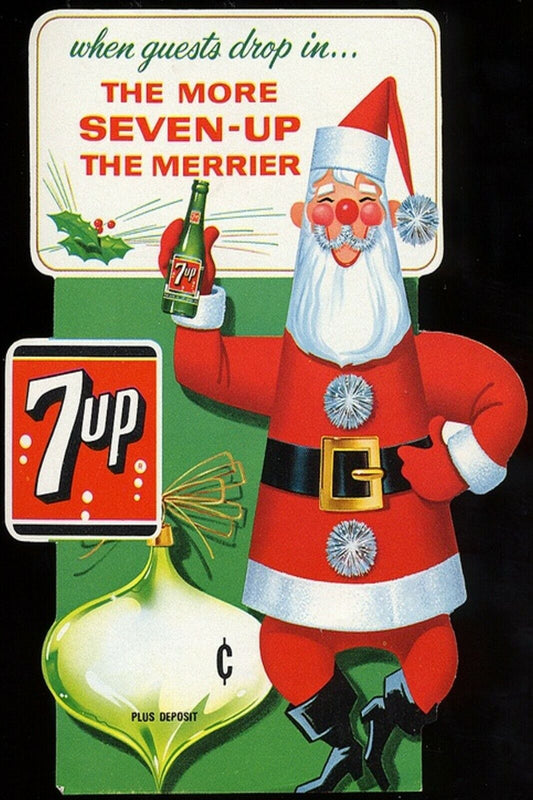 1950s Christmas Xmas Santa Claus Seven 7 Up Bottle Soda ads Vintage Postcard #78