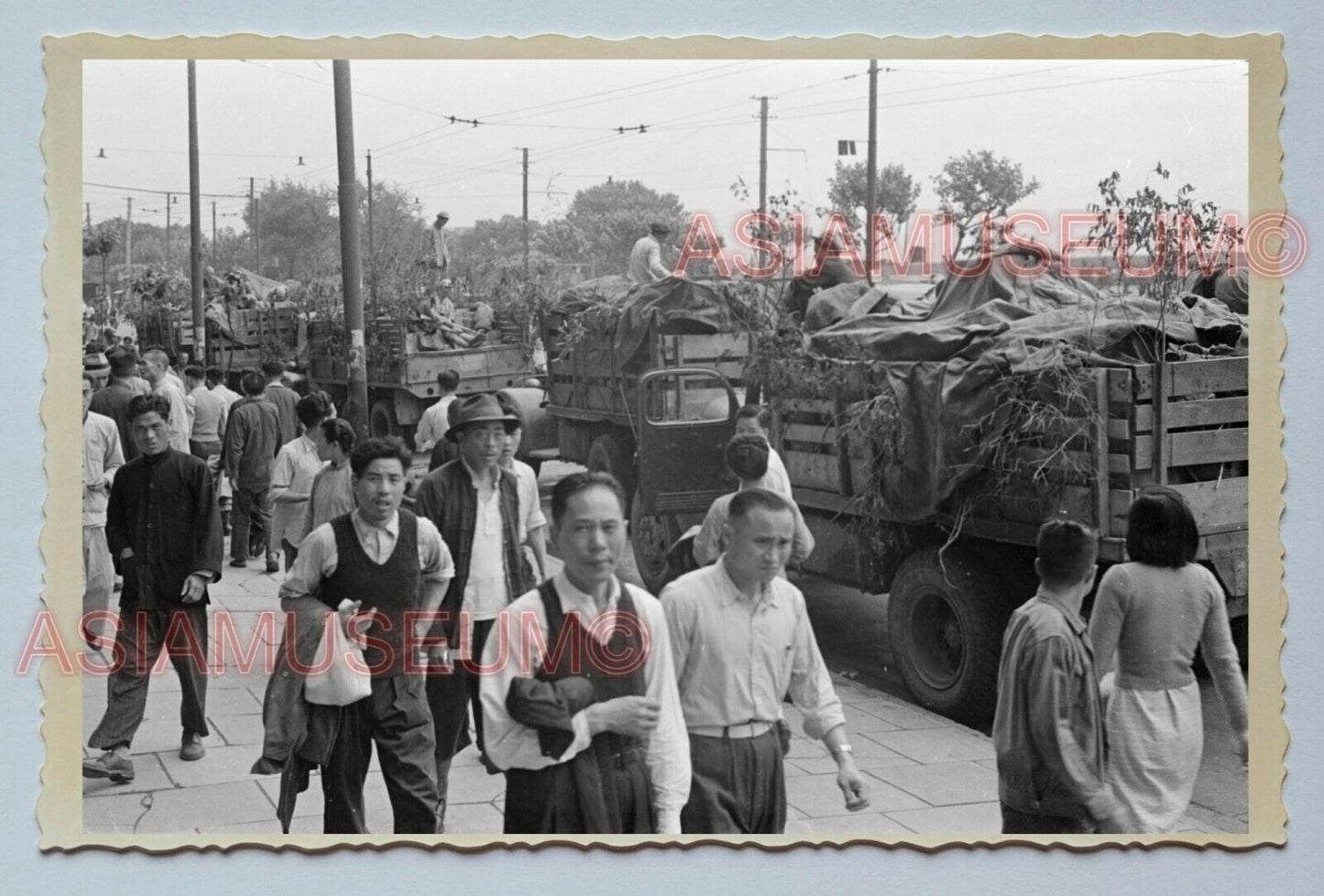 WW2 ARMY SOLDIER TRUCK STREET SCENE Vintage China SHANGHAI Photo #3631 中国上海老照片