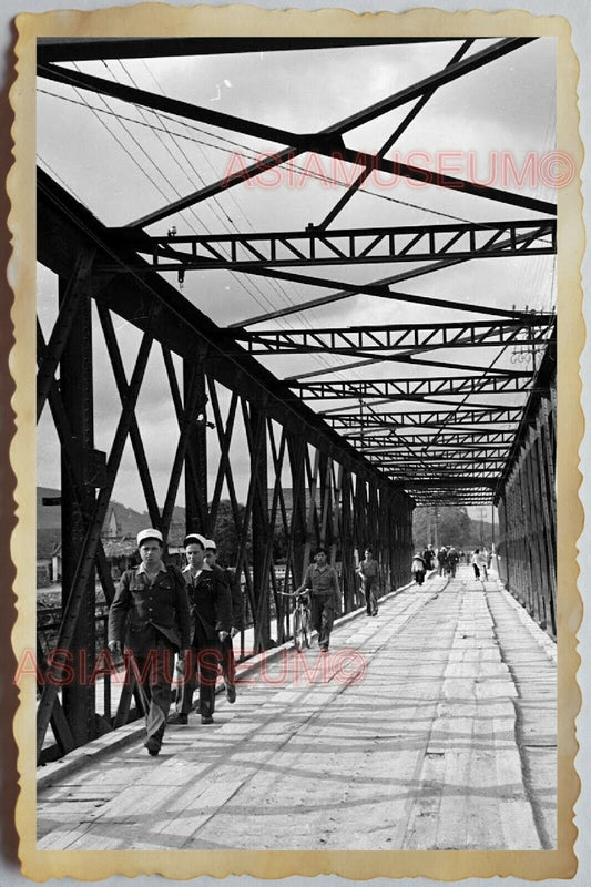 40s Vietnam War HANOI FRANCE NAVY FRENCH SAILOR STEEL BRIDGE Vintage Photo 1171