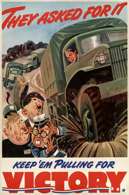 1943 WWii COMIC ART TOJO ARMY TRUCK WAR USA CARTOON FUNNY PROPAGANDA Postcard