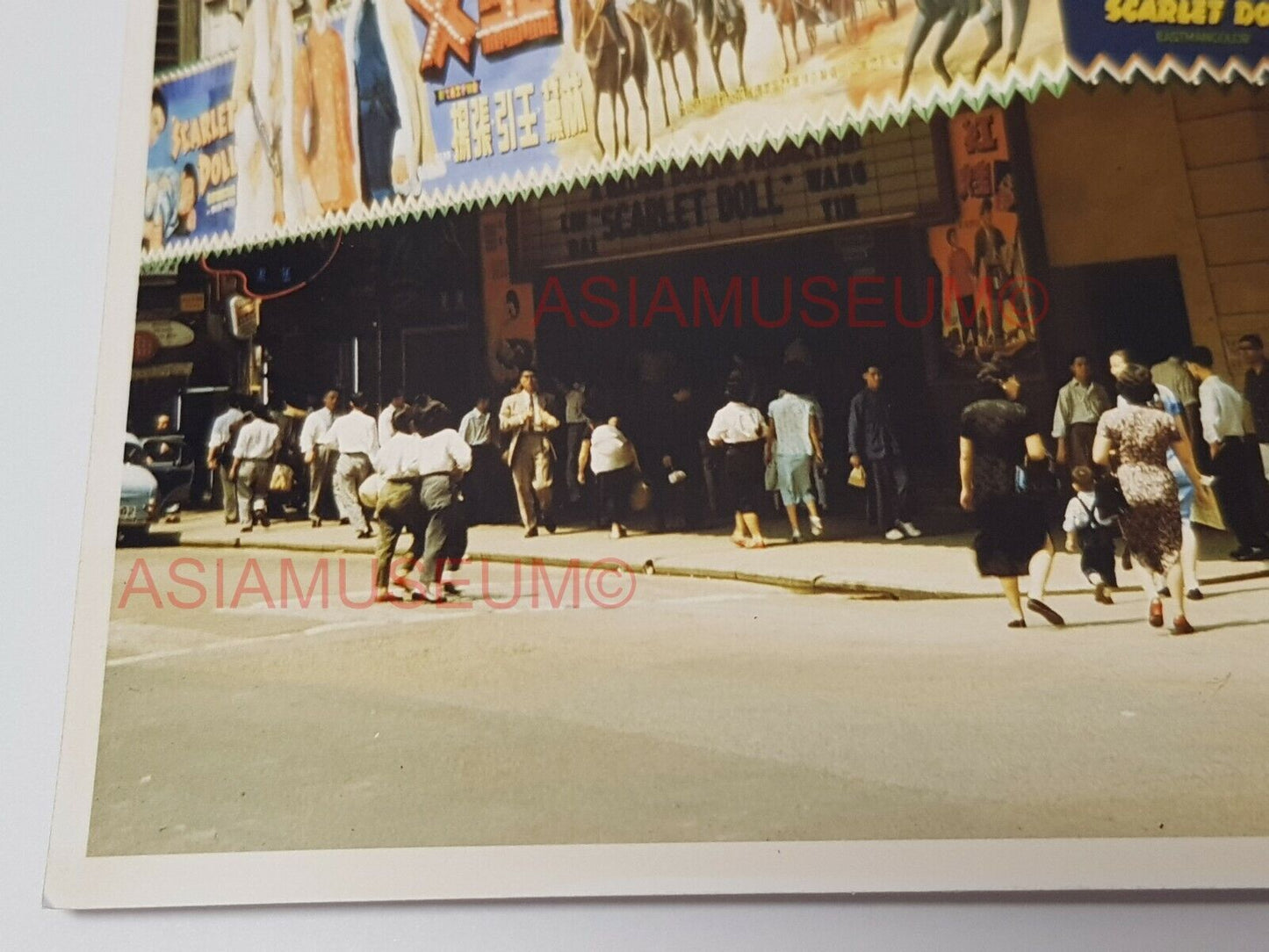 50s Queen's Road Cinema Theater Scarlet Doll Women Hong Kong Photo Postcard RPPC