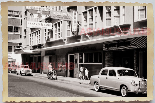 50s THAILAND BANGKOK STREET SCENE MARKET MOTORBIKE STORE ADS Vintage Photo 36939