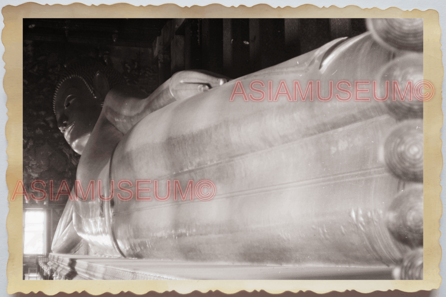 50s THAILAND BANGKOK Wat Pho Temple Reclining Sleep Buddha Vintage Photo 17870