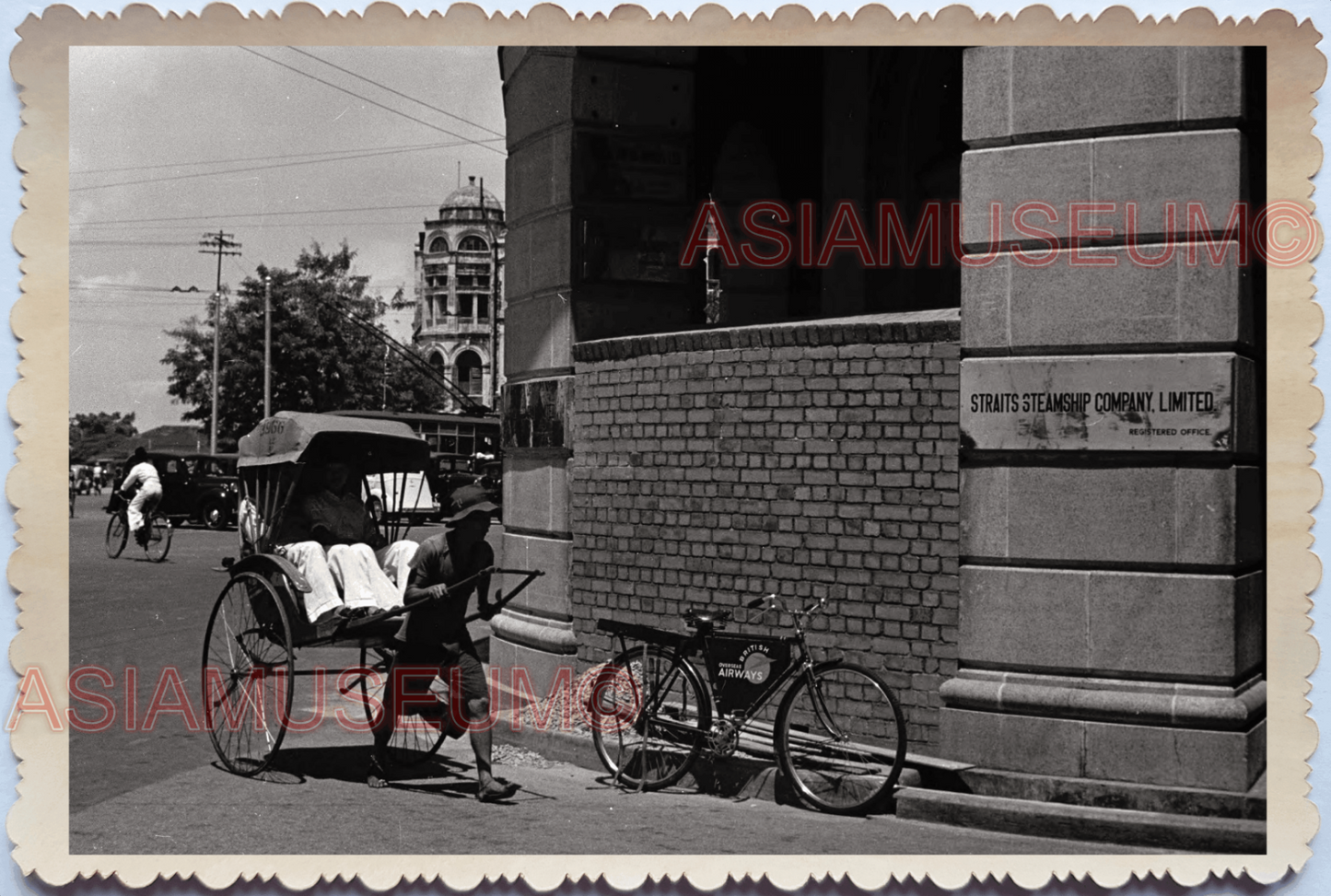 WW2 Straits Steamship Company Rickshaw Street Car Vintage Singapore Photo 17788