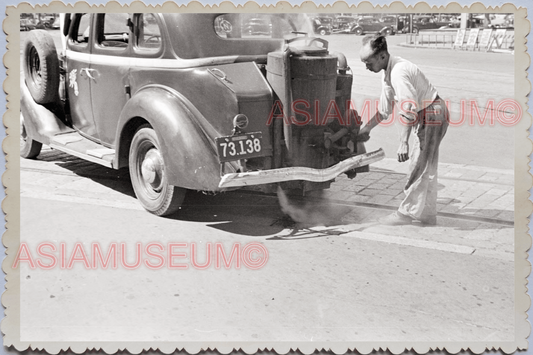 50s JAPAN TOKYO CAR RETROFIT CHARCOAL BURNER TAXI STREET Old Vintage Photo 25498