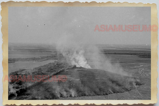 50s Vietnam SAIGON MOUNTAIN JUNGLE BOMBING FOREST FIRE ARMY Vintage Photo #1705