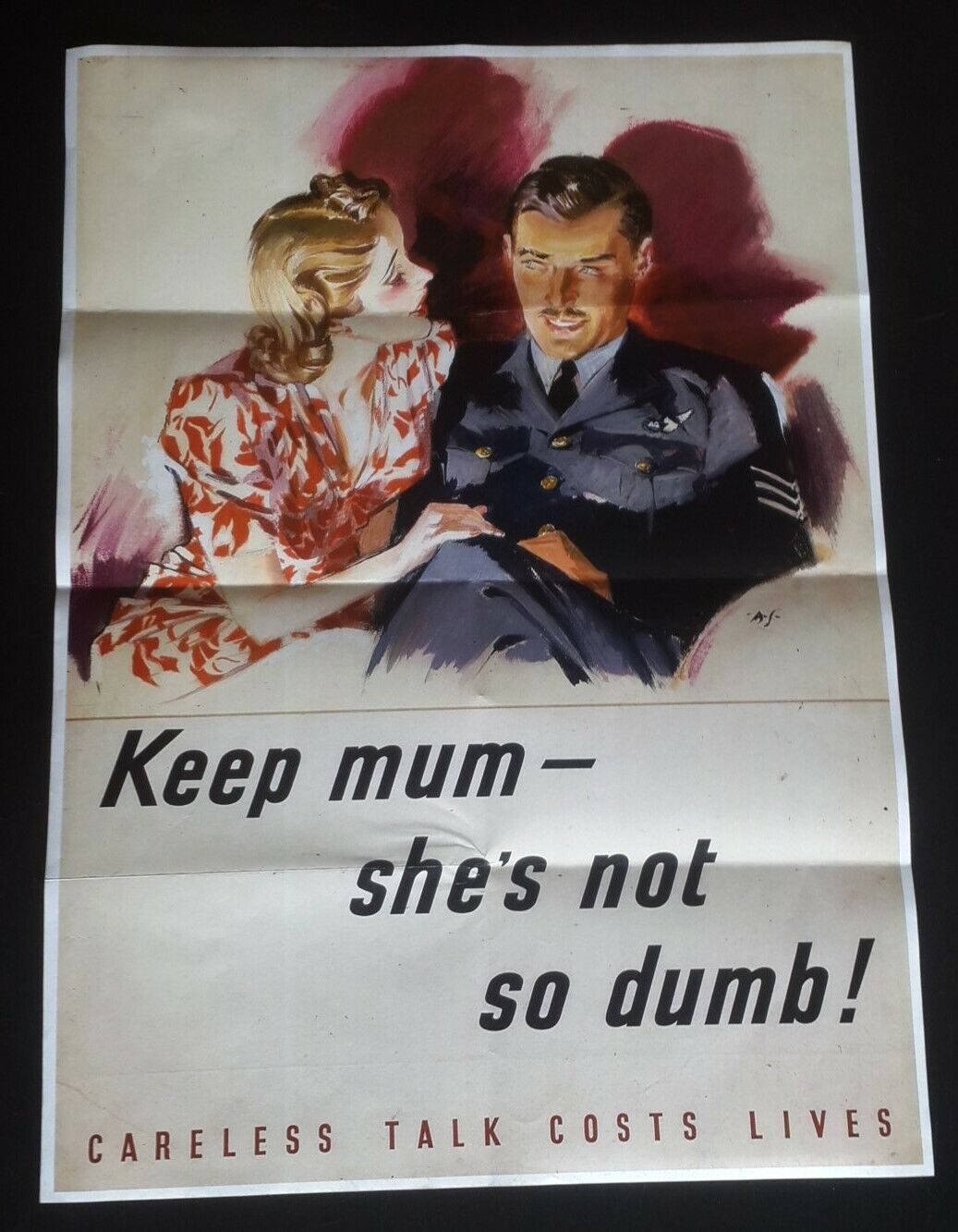 1943 WW2 AMERICA WOMEN SEXY LADY SPY CARELESS TALK COSTS LIVES PROPAGANDA POSTER