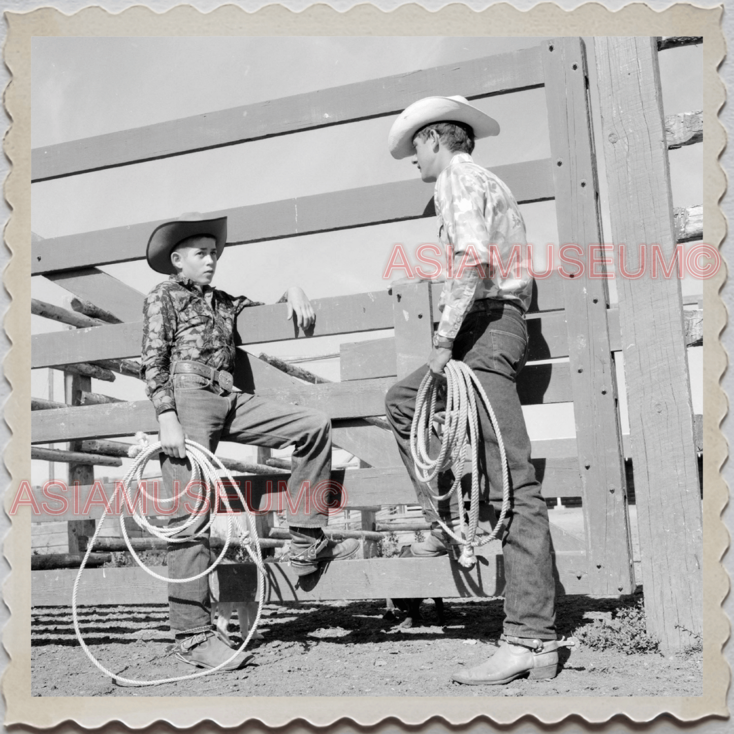 50s AUGUSTA KRONE RANCH COWBOY BOY COW ROPES VINTAGE OLD USA AMERICA Photo 10921