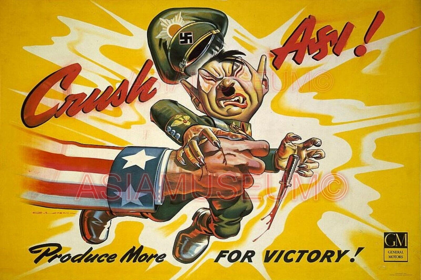 1942 WWii USA COMIC CARTOON FUNNY GENERAL MOTOR D-DAY ALLIES PROPAGANDA Postcard