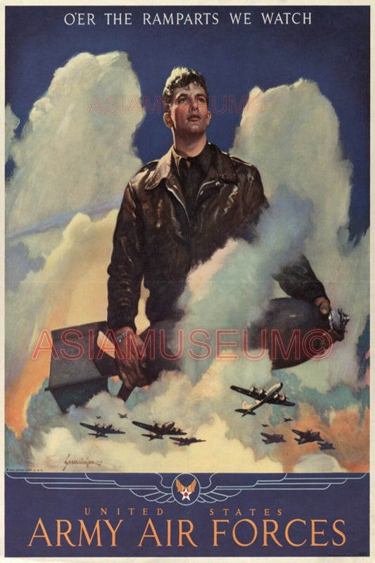 1943 WW2 USA AMERICA ARMY SOLDIER AIR FORCE PILOT AIRCRAFT PLANES WAR Postcard