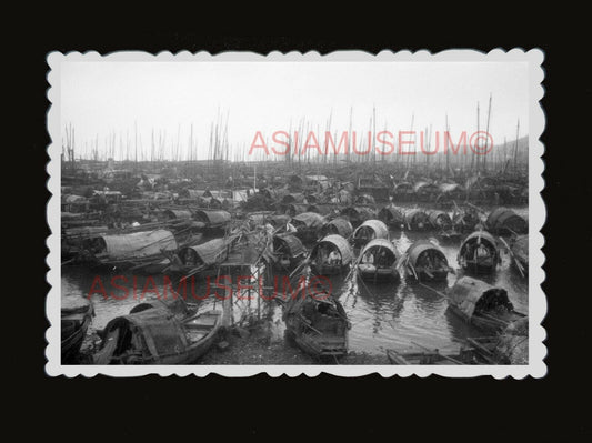 40s Aberdeen Sampan Boat Junk House Vintage Old Hong Kong Photograph 香港老相片 #1696