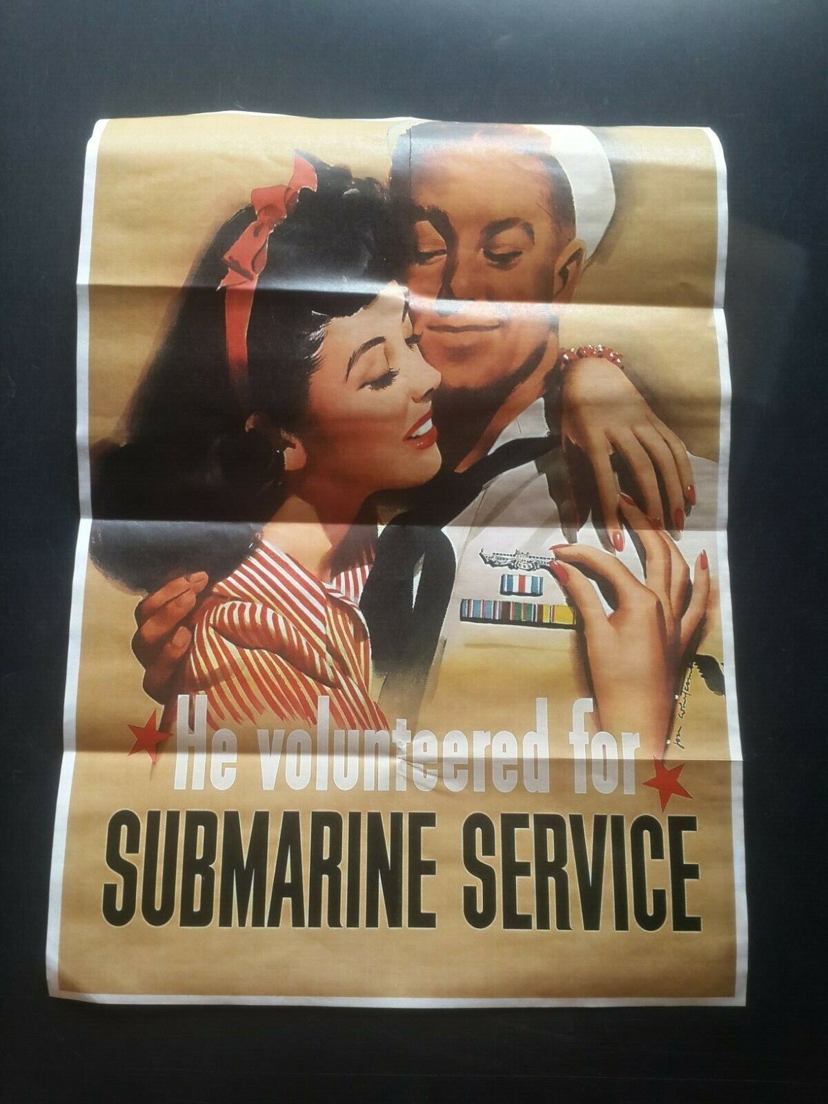 1943 USA AMERICA NAVY SUBMARINE SEXY WOMEN LADY SAILOR SERVICE PROPAGANDA POSTER