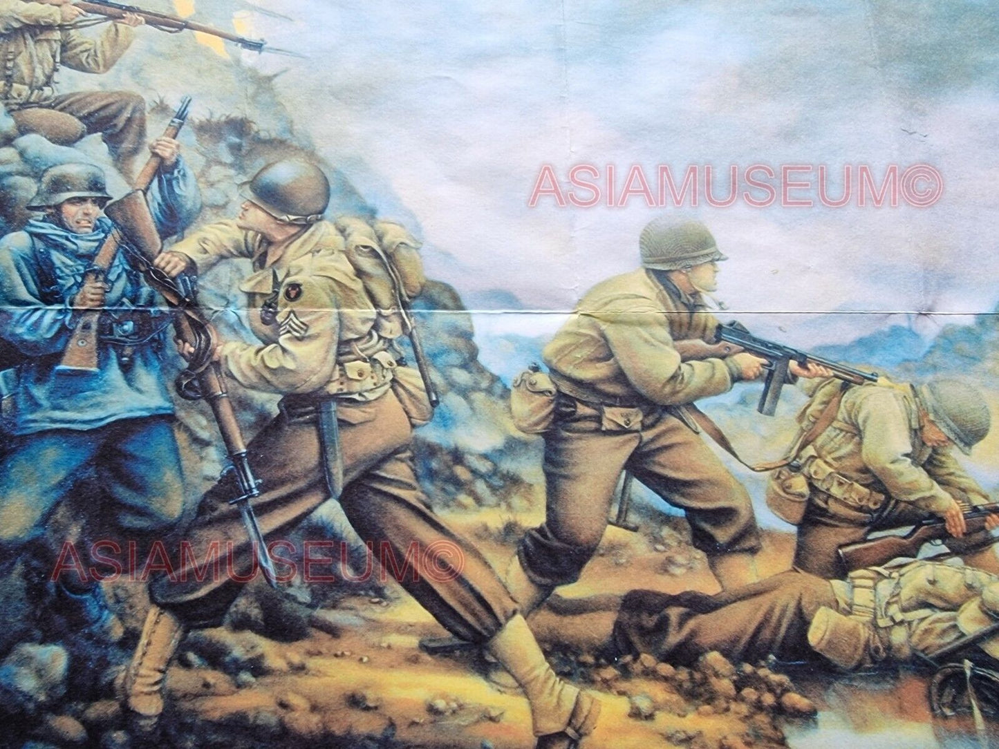 1941 WW2 USA AMERICA PACIFIC ART ARMY WAR IWO JIMA GUADALCANAL PROPAGANDA POSTER