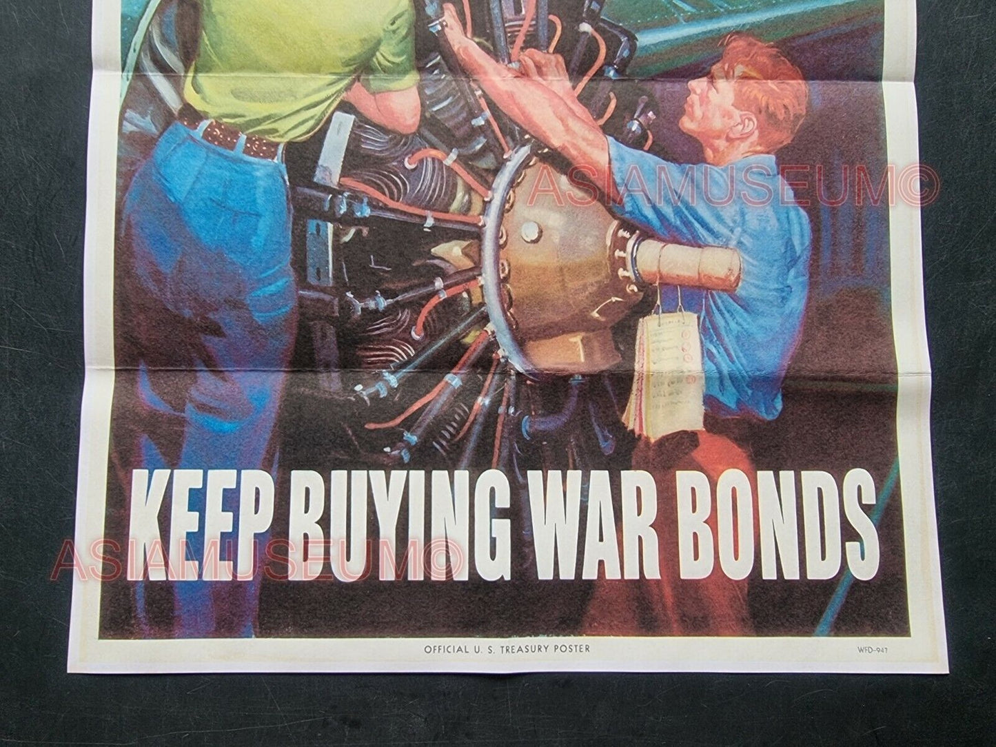 1942 WW2 USA AMERICA BUY WAR BONDS BOMBER PLANE PROPELLER LADY PROPAGANDA POSTER