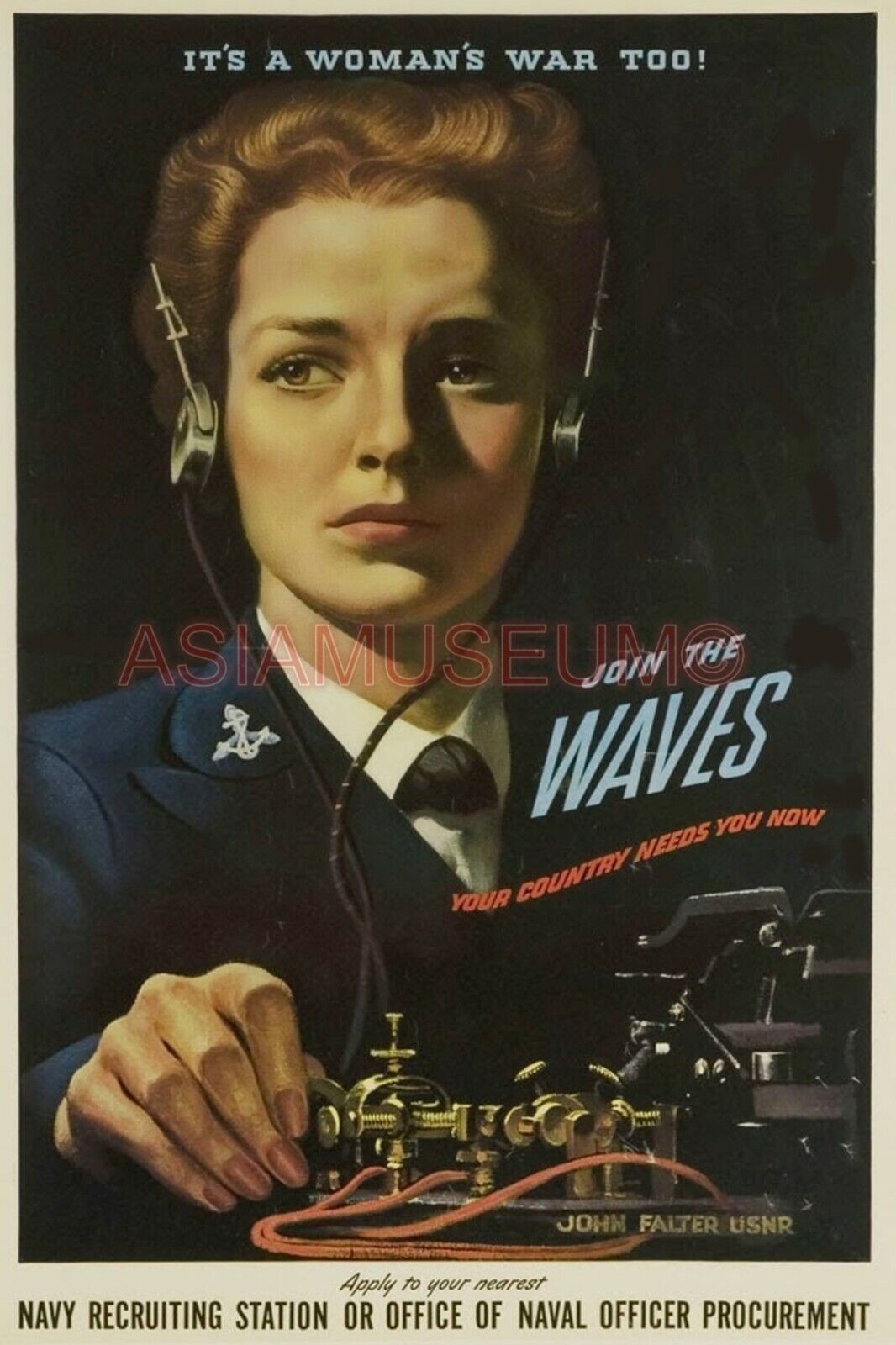 1945 WW2 USA AMERICA WOMEN WAVES NAVAL RECRUITMENT OFFICER  PROPAGANDA Postcard