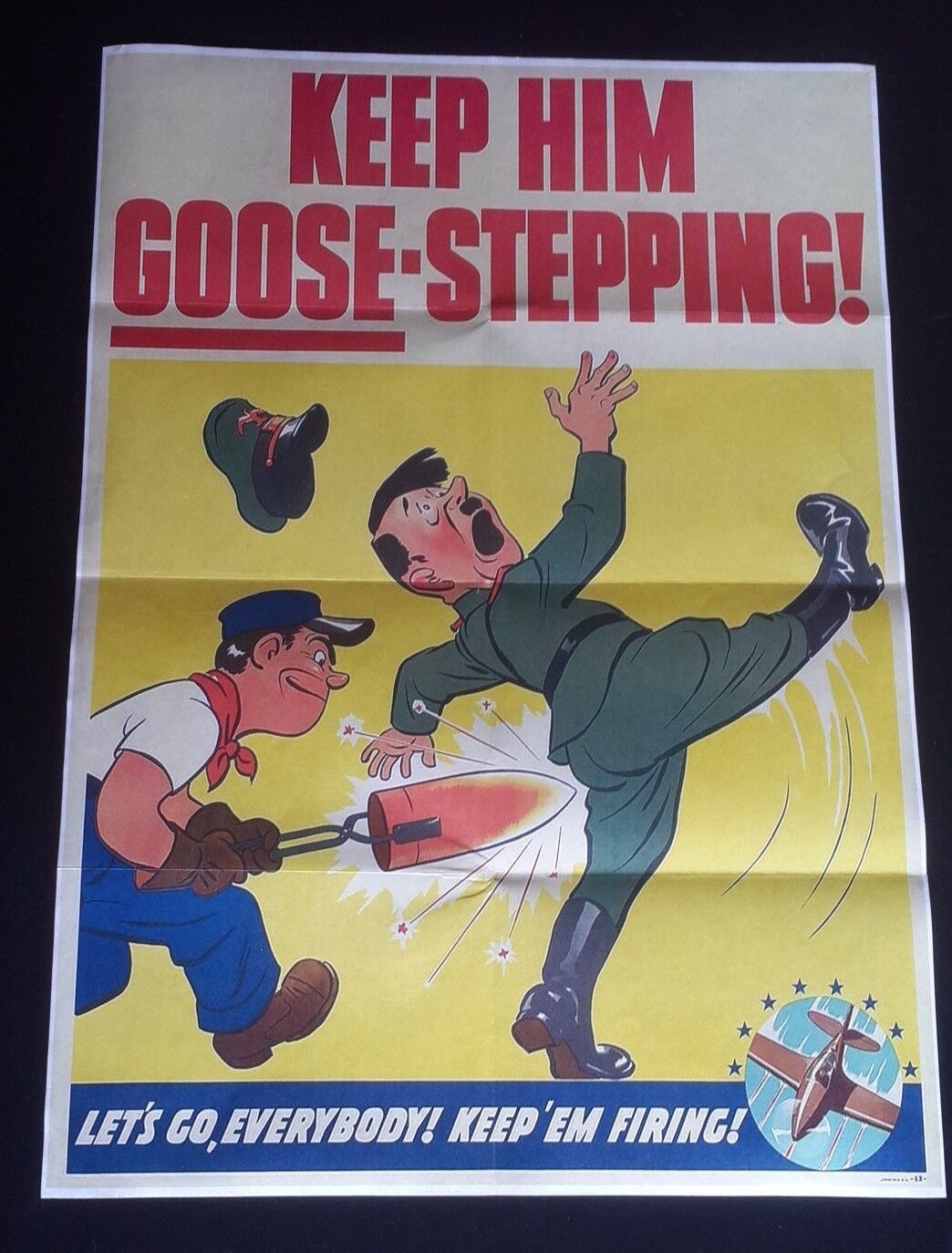 1942 WWii USA AMERICA GOOSE COMIC ARMY WAR AIRCRAFT BULLET ww2 PROPAGANDA POSTER