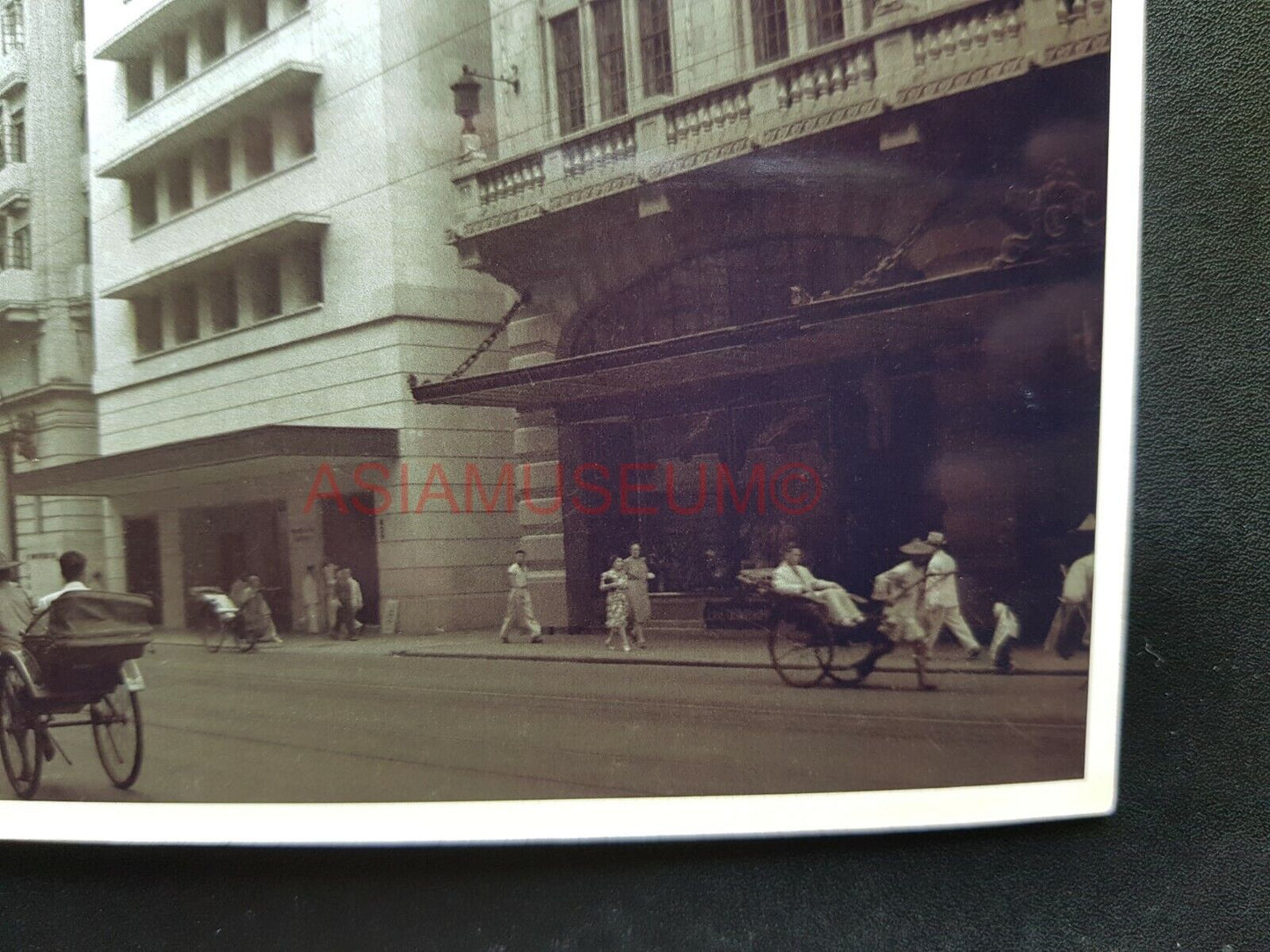 Central Double Decker Bus Rickshaw Des Voeux Hong Kong Photo Postcard RPPC 1673