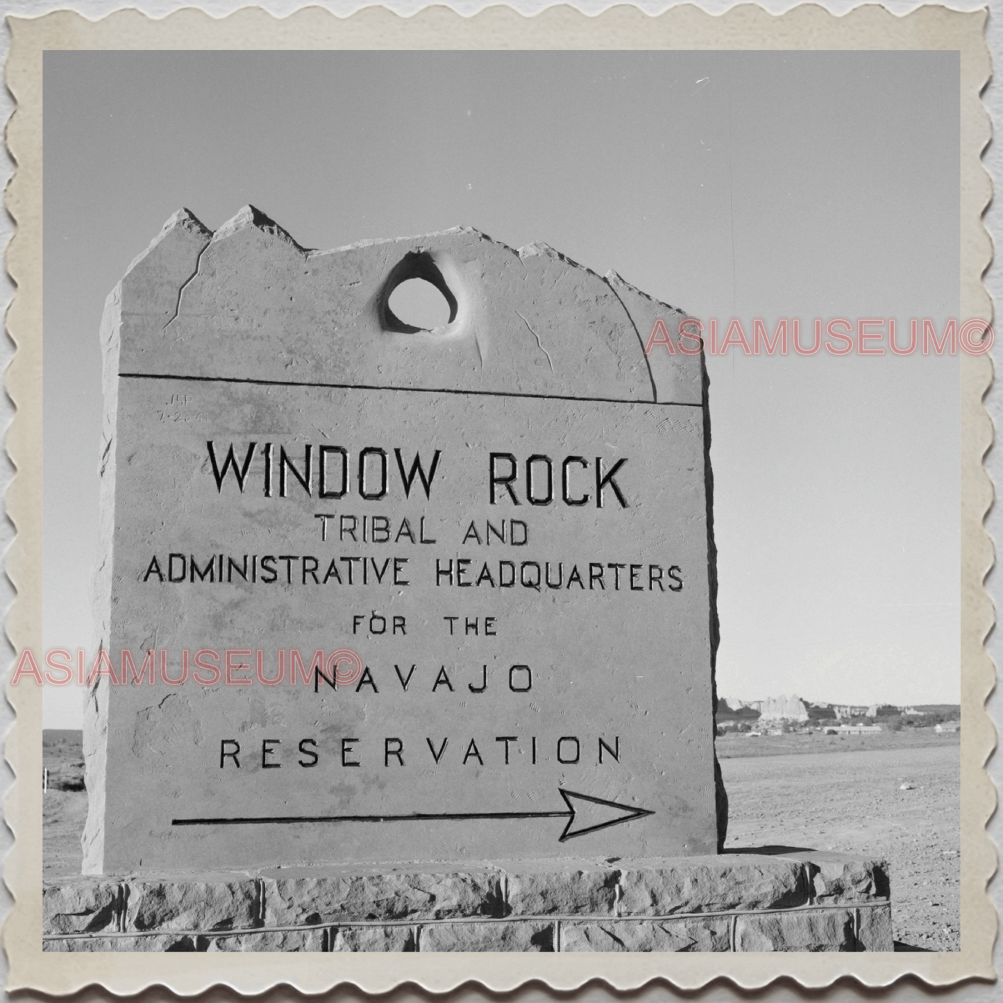 50s NAVAJOLAND NAVAJO ARIZONA NEW MEXICO WINDOW ROCK SIGN VINTAGE USA Photo 8199