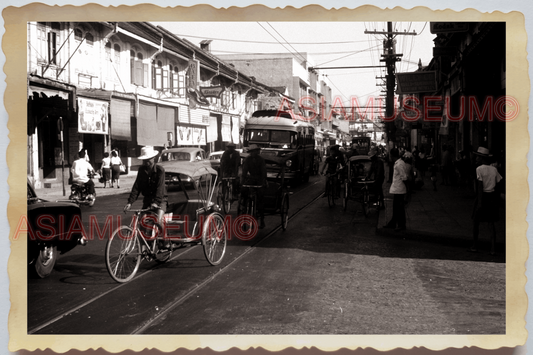 50s THAILAND BANGKOK STREET SCENE PEDICAB BUILDING CAR ROAD Vintage Photo 29504