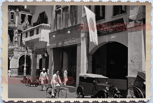 WW2 JAPANESE FLAG SHOP CAR BICYCLE STREET SCENE  Vintage Singapore Photo 17786