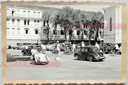 40s WW2 Vietnam HANOI STREET SCENE SHOP TRAFFIC POLICE CAR Vintage Photo 26630