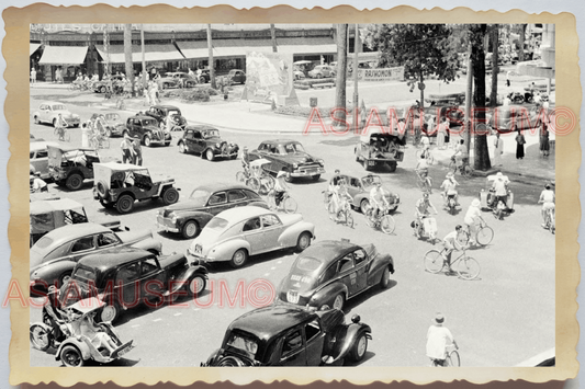 40s WW2 Vietnam STREET CAR PEDICAB BICYCLE SHOP MARKET LADY Vintage Photo 28906