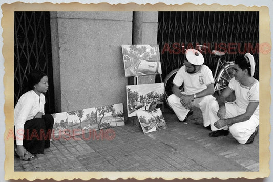 50s Vietnam Indochina Sailor Street Women Lady Painting War Vintage Photo 806