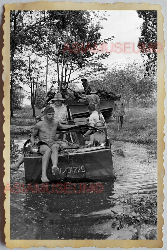 50s Vietnam SAIGON GROUP ARMY TOPLESS MEN GAY PATROL BOAT WAR Vintage Photo #784