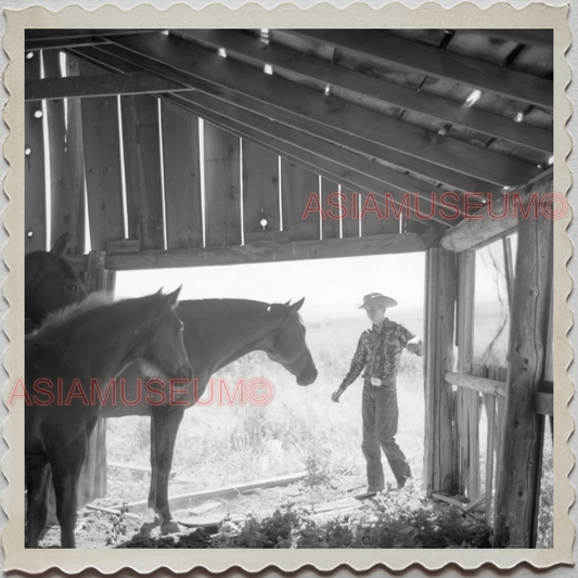 40s AUGUSTA KRONE RANCH COWBOY HORSE BARN  VINTAGE OLD USA AMERICA Photo S9101