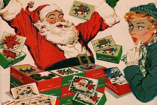 1950s CHRISTMAS XMAS SANTA CLAUS WOMEN LADY CARDS   Ads Vintage Postcard #137