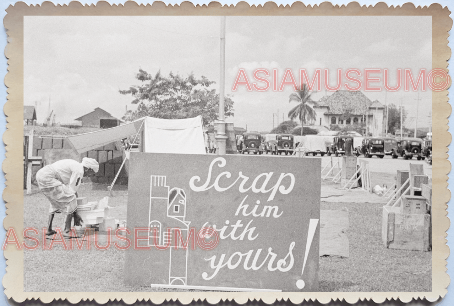 40s Street Scene Scrap Metal Roadside Buyer Car  Vintage Singapore Photo 17663