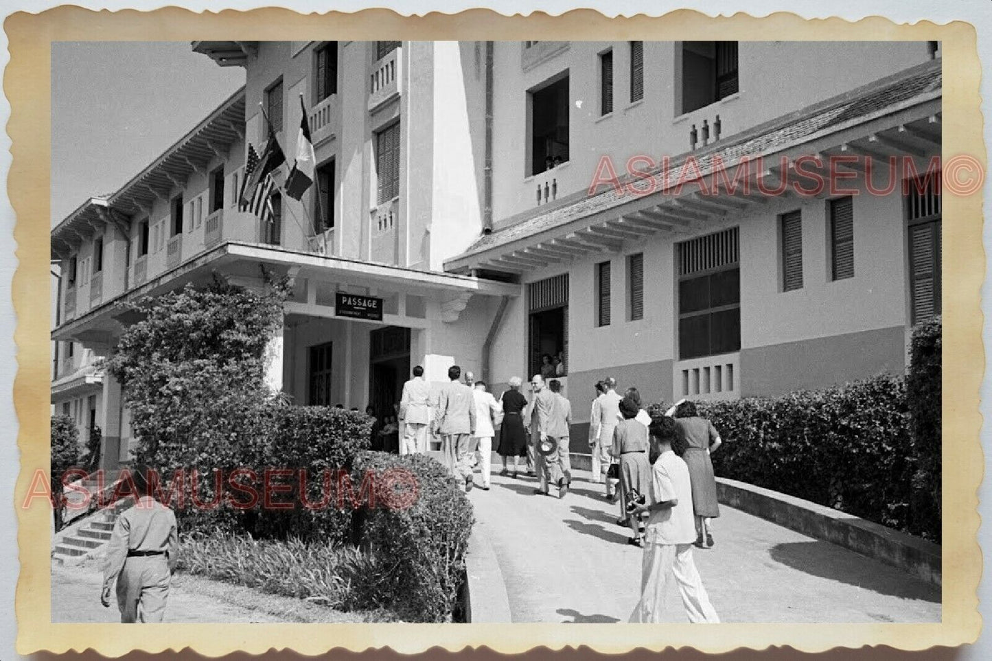 WW2 Vietnam War French USA Passage Hotel Women Dress Man Suit Vintage Photo #782