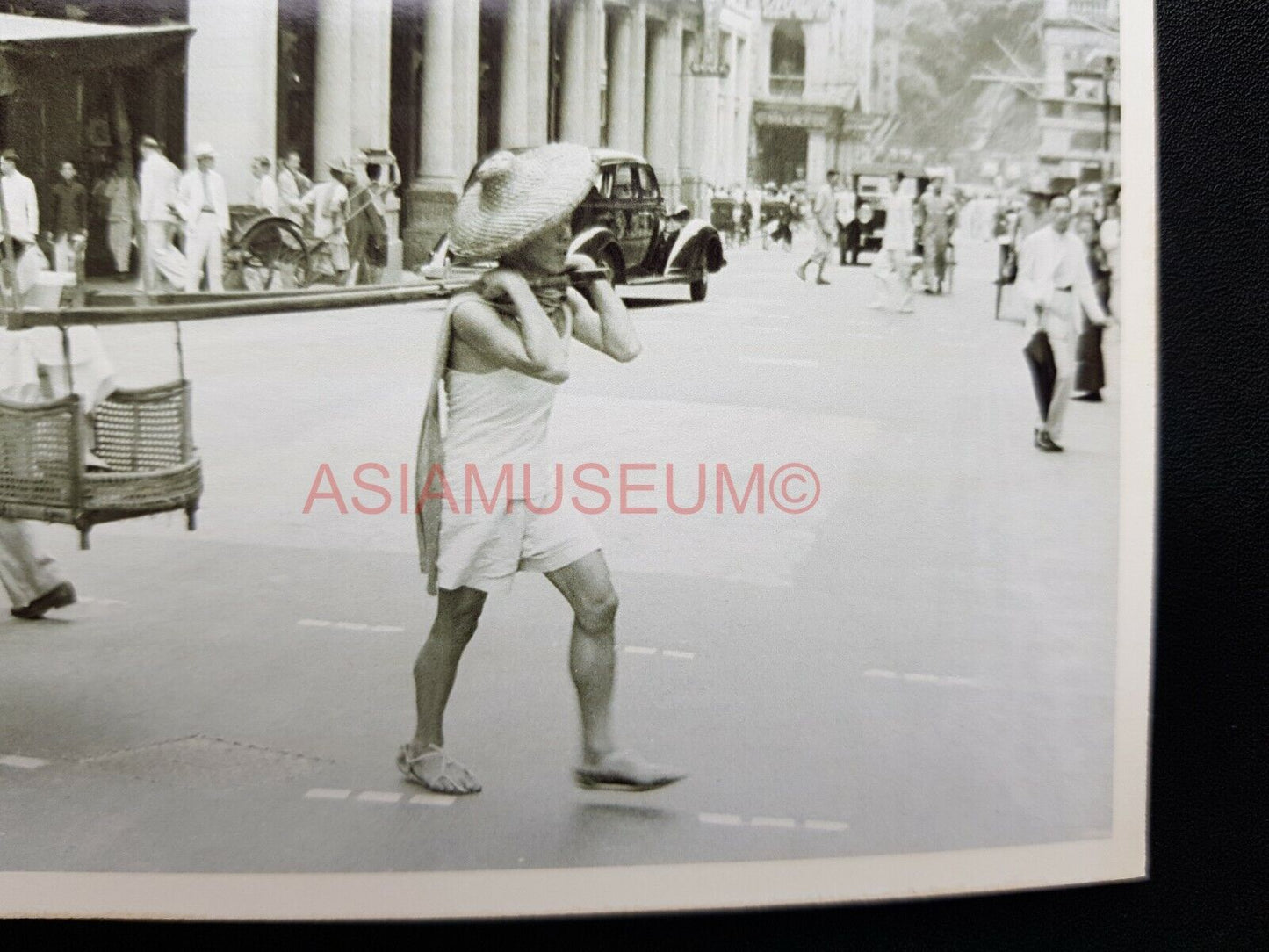 King's Road Litter Chair Central Des Tram Voeux Hong Kong Photo Postcard RPPC