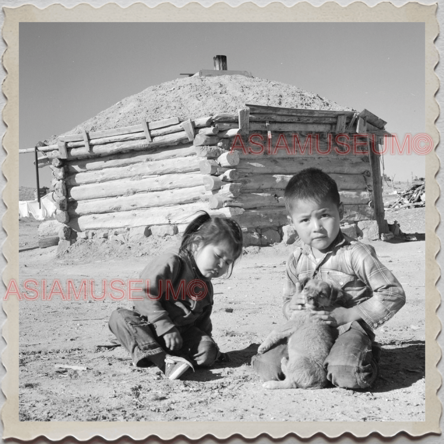 50s FORT DEFIANCE NAVAJO APACHE ARIZONA DESERT CHILDREN VINTAGE USA Photo 11654