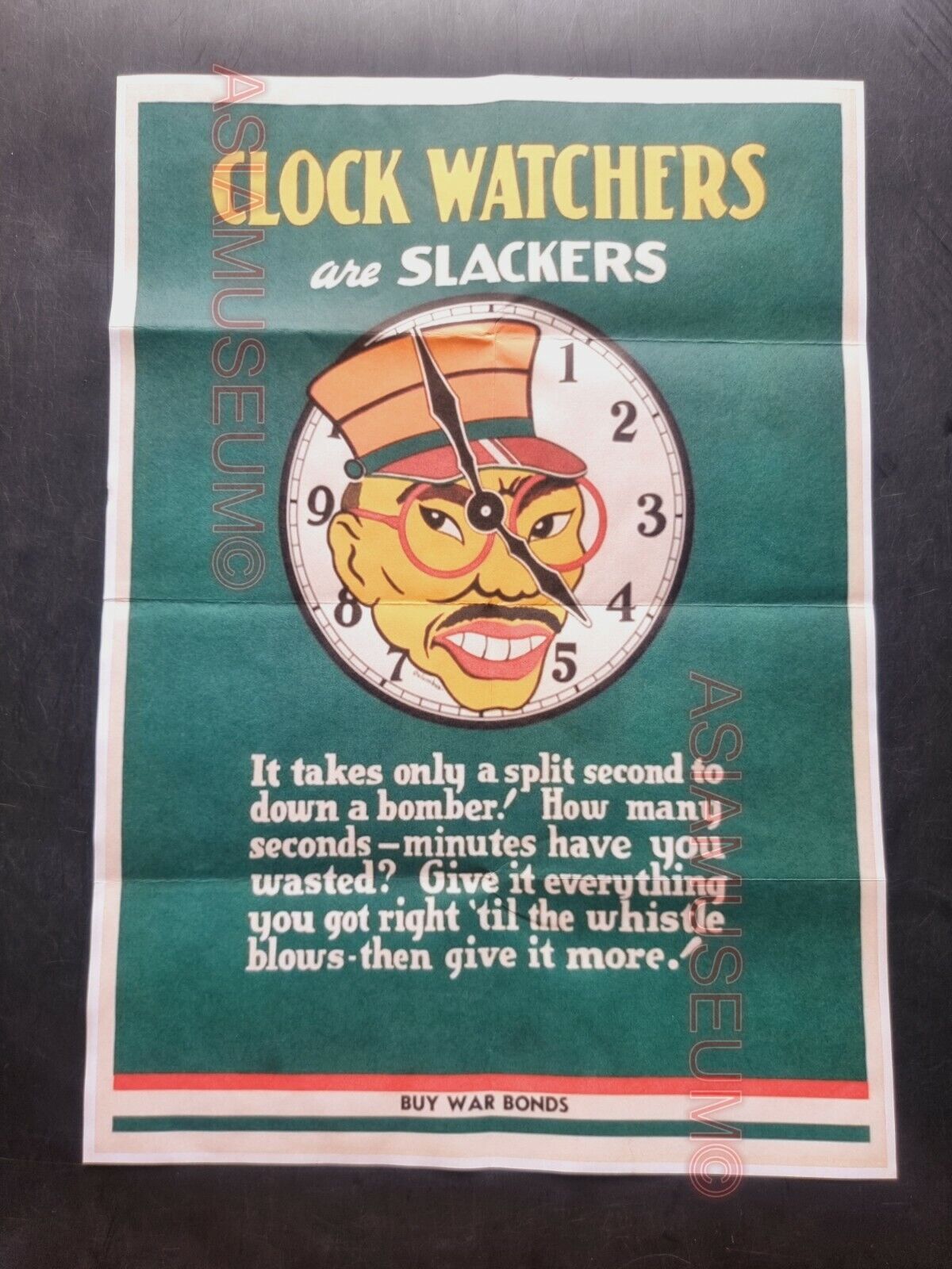 1943 WW2 AMERICA USA ATTACK TOKYO JAPAN WALL CLOCK TOJO WAR  PROPAGANDA POSTER