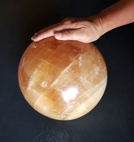 46.3LB NATURAL CITRINE Yellow Calcite Quartz Crystal Sphere BALL HEALING point